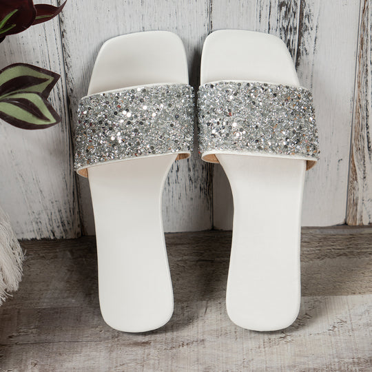 Damen Glamouröse Riemensandalen mit funkelnden Strassdetails EB