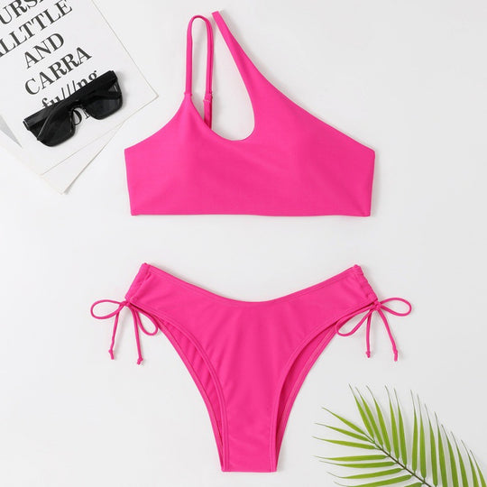 Damen Sportlicher Bikini mit asymmetrischem Oberteil und verstellbaren Trägern EB