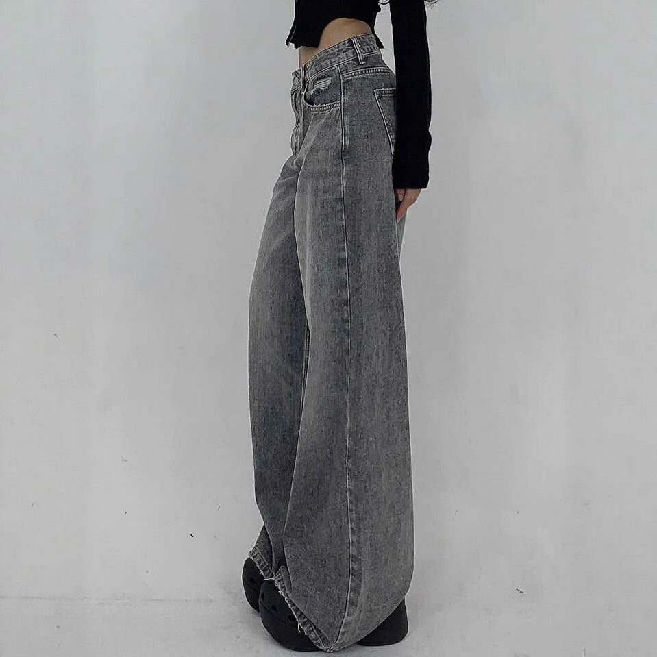 Damen Weite Jeans im lässigen Schnitt mit hohem Bund und modischen Steppnähten EB