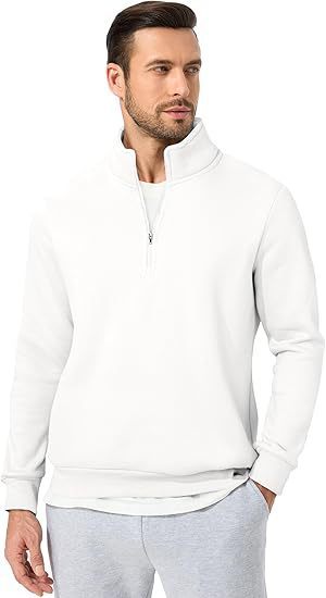 Herren nan halbzip Pullover aus schwerer Baumwollmischung mit hohem Stehkragen und gerippten Bündchen EB