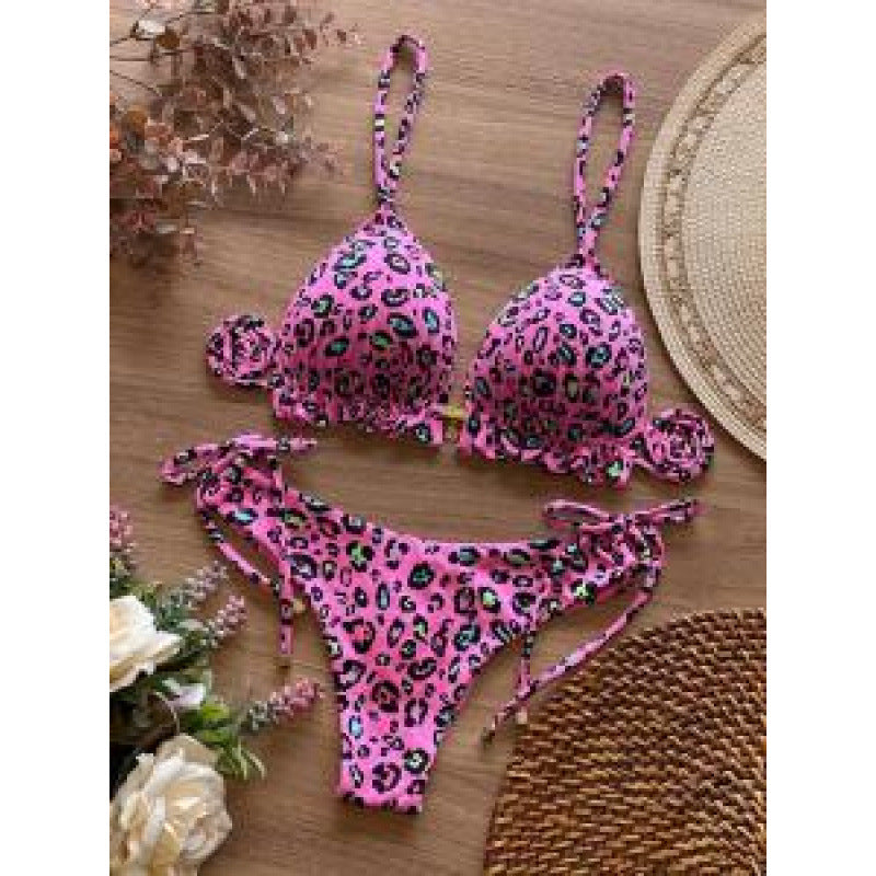 Damen Triangel-Bikini mit verspieltem Rüschenelement und verstellbaren Trägern EB