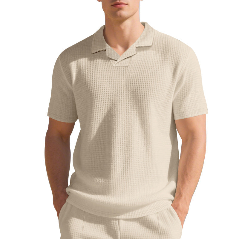 Herren Kurzarm Poloshirt mit strukturiertem Design und modernem Stehkragen EB