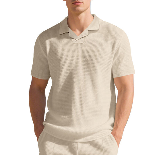 Herren Kurzarm Poloshirt mit strukturiertem Design und modernem Stehkragen EB