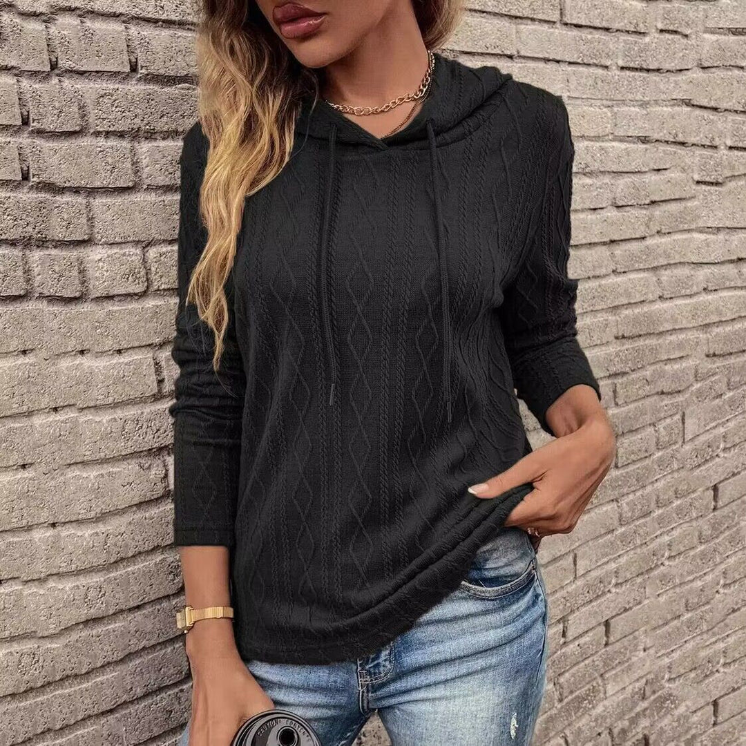 Damen Kapuzensweatshirt mit strukturiertem Zopfmuster EB