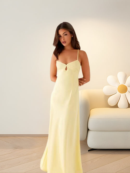 Damen Abendkleid mit verführerischem Spaghettiträger-Design und elegantem Schlitz EB
