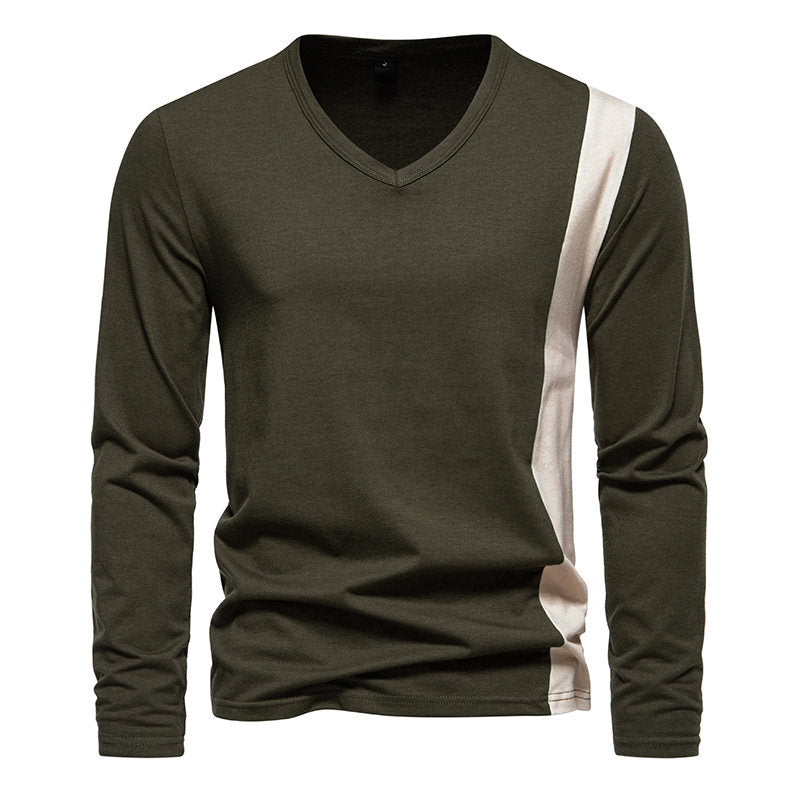 Herren Langarmshirt mit modernem V-Ausschnitt und kontrastierendem Design EB