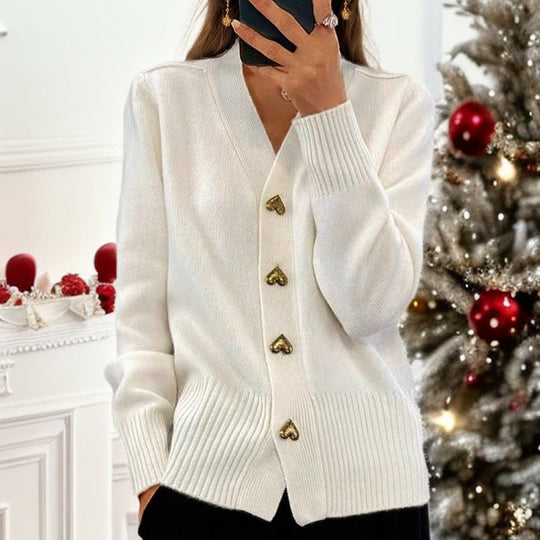 EB | Elegante Strickjacke mit Herzknöpfen