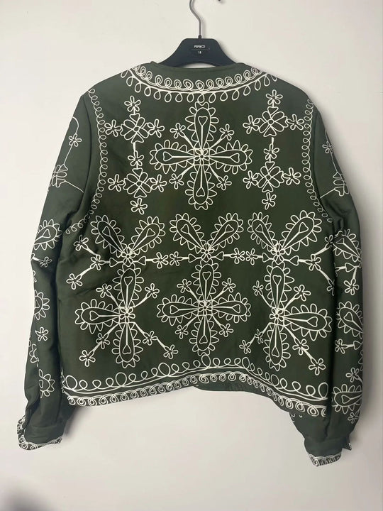 Damen gestickte Jacke mit floralem Design und modernem Schnitt EB
