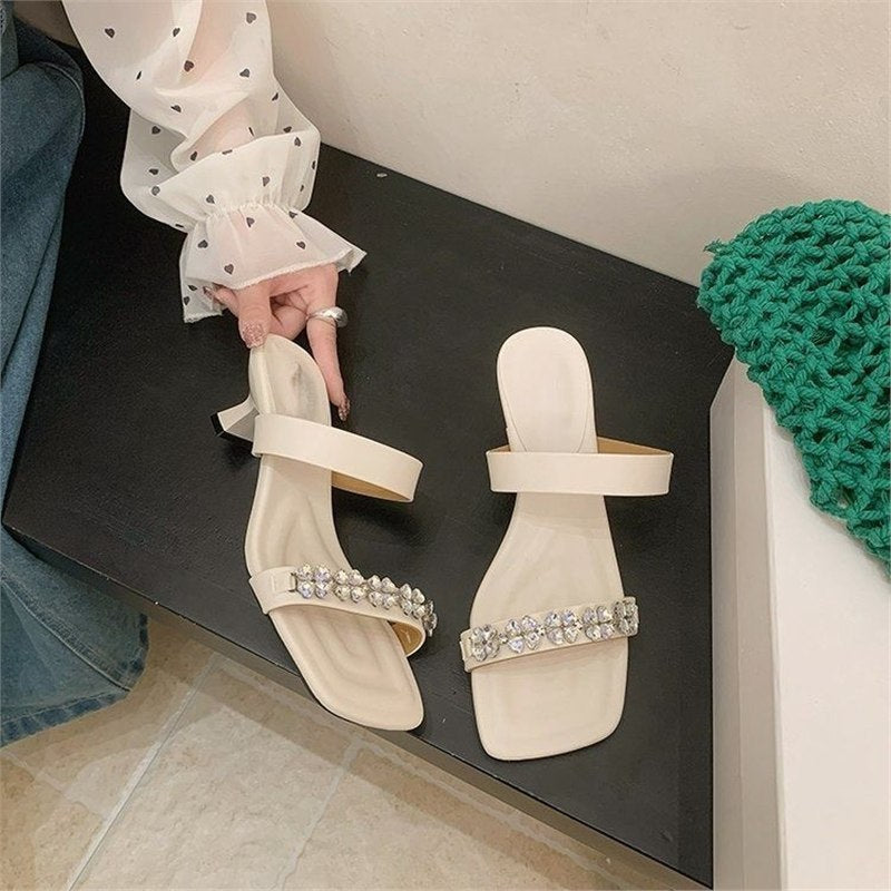 Damen elegante Slipper mit funkelnden Strassverzierungen EB