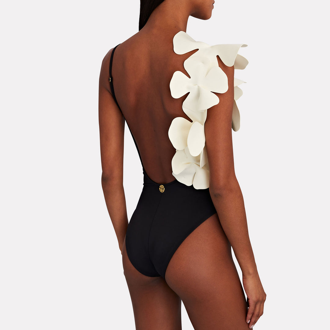 Damen Badeanzug mit kunstvollen 3D Blumenapplikationen EB