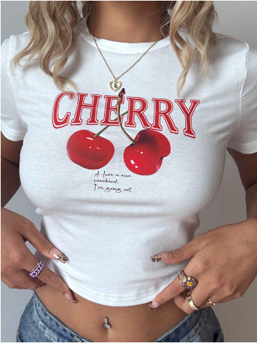 Damen Crop-T-Shirt mit künstlerischem Blutdruck-Design EB