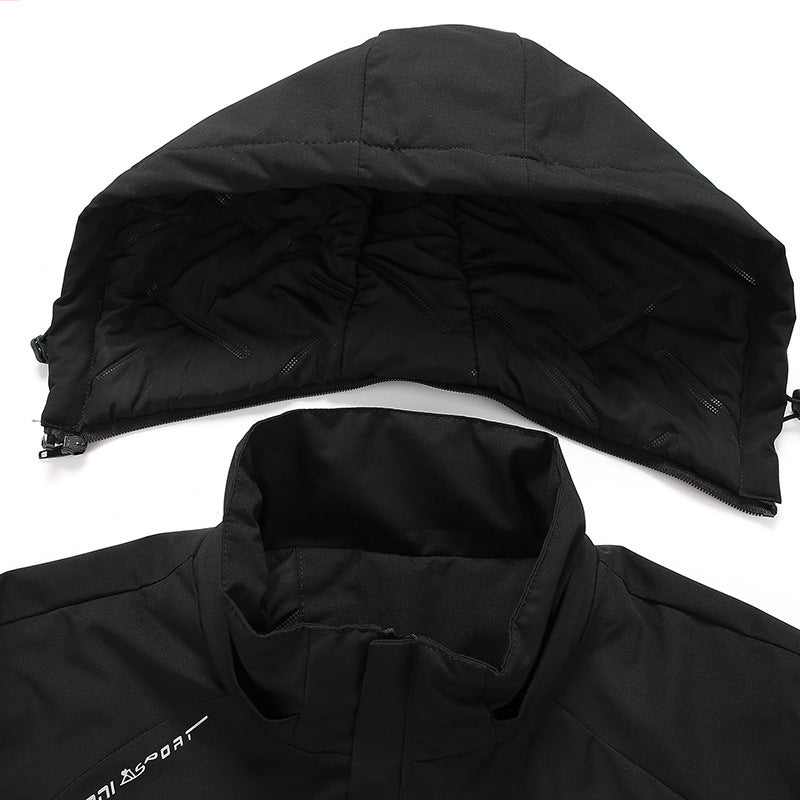 Herren wasserabweisender Urban-Softshell-Kapuzenblouson mit leicht wattierter Steppinnenlage, verdecktem Reißverschluss und elastischen Bündchen EB
