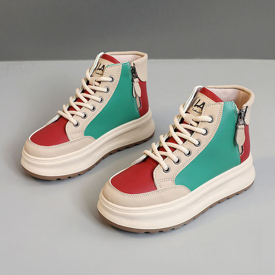 Damen modische High-Top Sneakers mit seitlichem Zipper und dämpfender Sohle EB