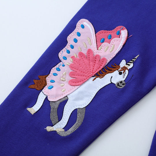 Mädchen Leggings mit zauberhaften Einhorn- und Schmetterlingsapplikationen EB