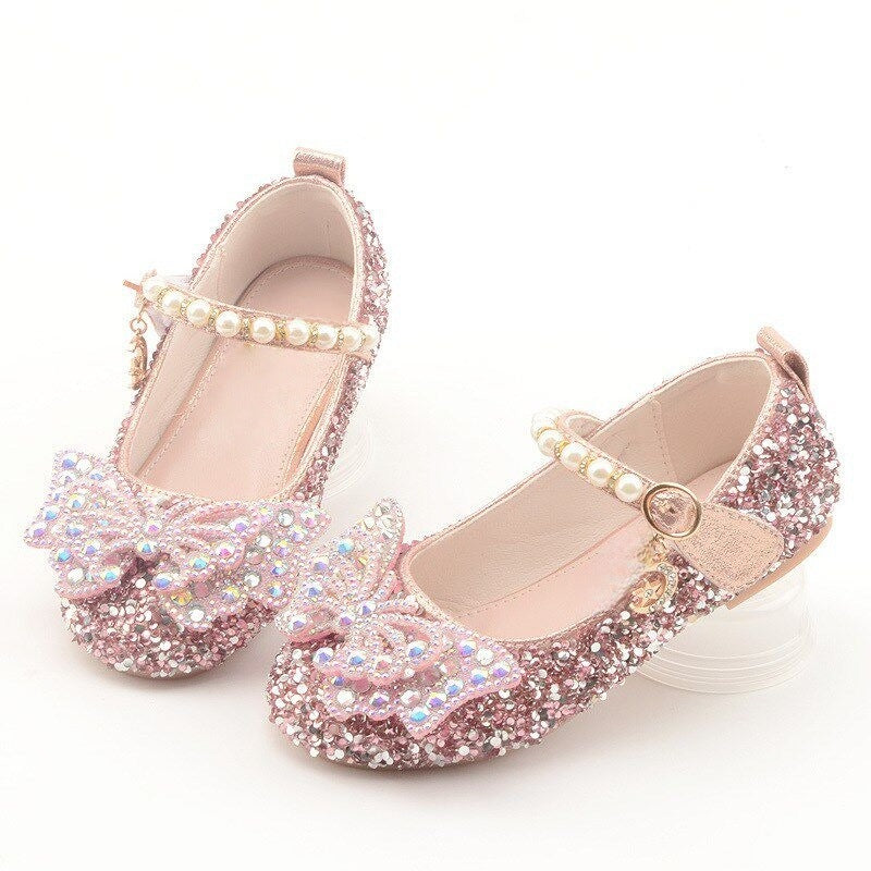 Mädchen Glitzernde Ballerinas mit filigranen Schleifenapplikationen EB
