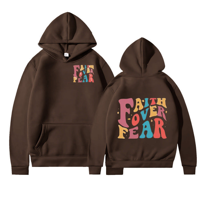 Damen Kapuzenpullover mit kreativem Schriftzug und weichem Innenfleece EB