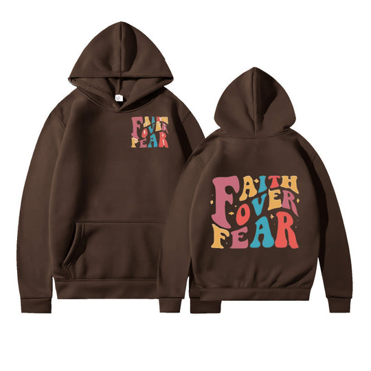Damen Kapuzenpullover mit kreativem Schriftzug und weichem Innenfleece EB