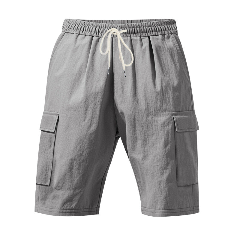 Herren nan Reise- und Outdoor-Bermuda mit elastischem Kordelbund, Sicherheits-Innentasche und aufgesetzten Klappentaschen EB