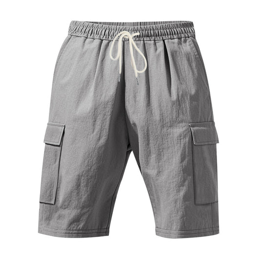 Herren nan Reise- und Outdoor-Bermuda mit elastischem Kordelbund, Sicherheits-Innentasche und aufgesetzten Klappentaschen EB