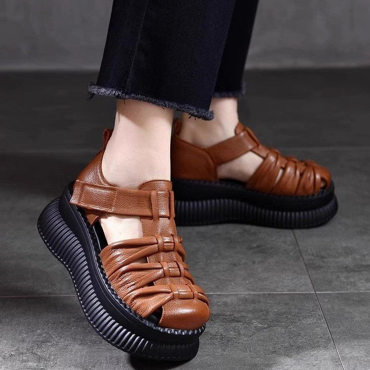 Damen Plateau-Sandalen mit modischem Riemchen-Design und rutschfester Sohle EB