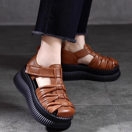 Damen Plateau-Sandalen mit modischem Riemchen-Design und rutschfester Sohle EB