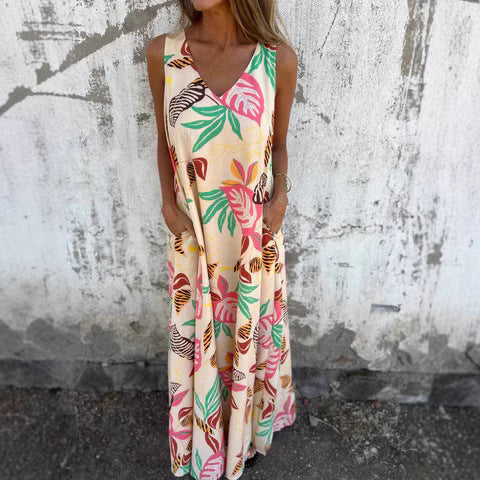 Damen Sommerliches Maxikleid mit buntem Tropenmuster EB