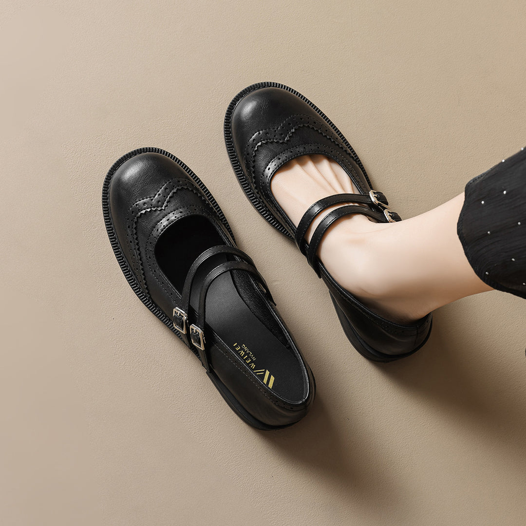 Damen elegante und stilvolle Schuhe mit doppeltem Riemen EB