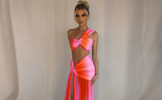 Damen Exquisites Wickelkleid mit asymmetrischem Schnitt und tiefem Schlitz EB