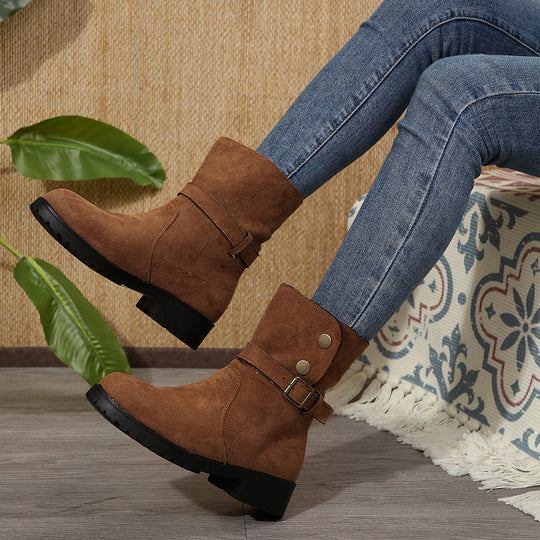 Damen modische Stiefel mit stylishen Schnallen und trendigem Design EB
