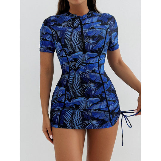 Damen Surfanzug mit stylischem Blumenmuster und kurzem Arm EB