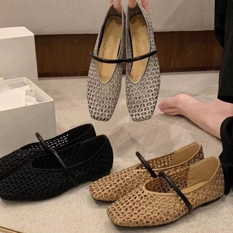 Damen Elegante und atmungsaktive Ballerinas mit modischem Netzdesign EB