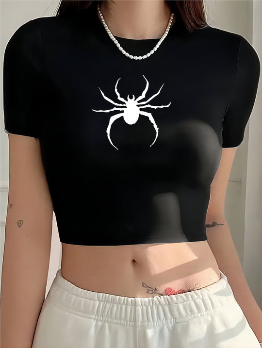 Damen Crop-T-Shirt mit modernem Grafiken-Aufdruck EB