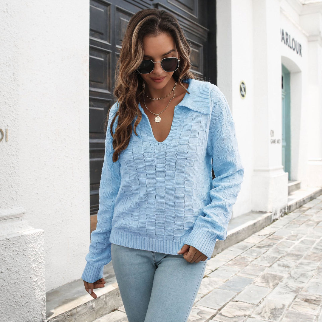 Damen Pullover mit modischem V-Ausschnitt und strukturiertem Muster EB