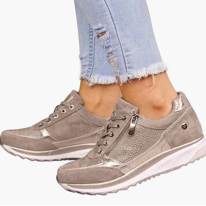 Damen Sportliche Sneakers mit modischem Reißverschluss und atmungsaktiver Oberfläche EB