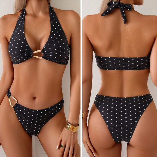 Damen Triangel-Bikini mit dekorativen Ring-Verschlüssen EB