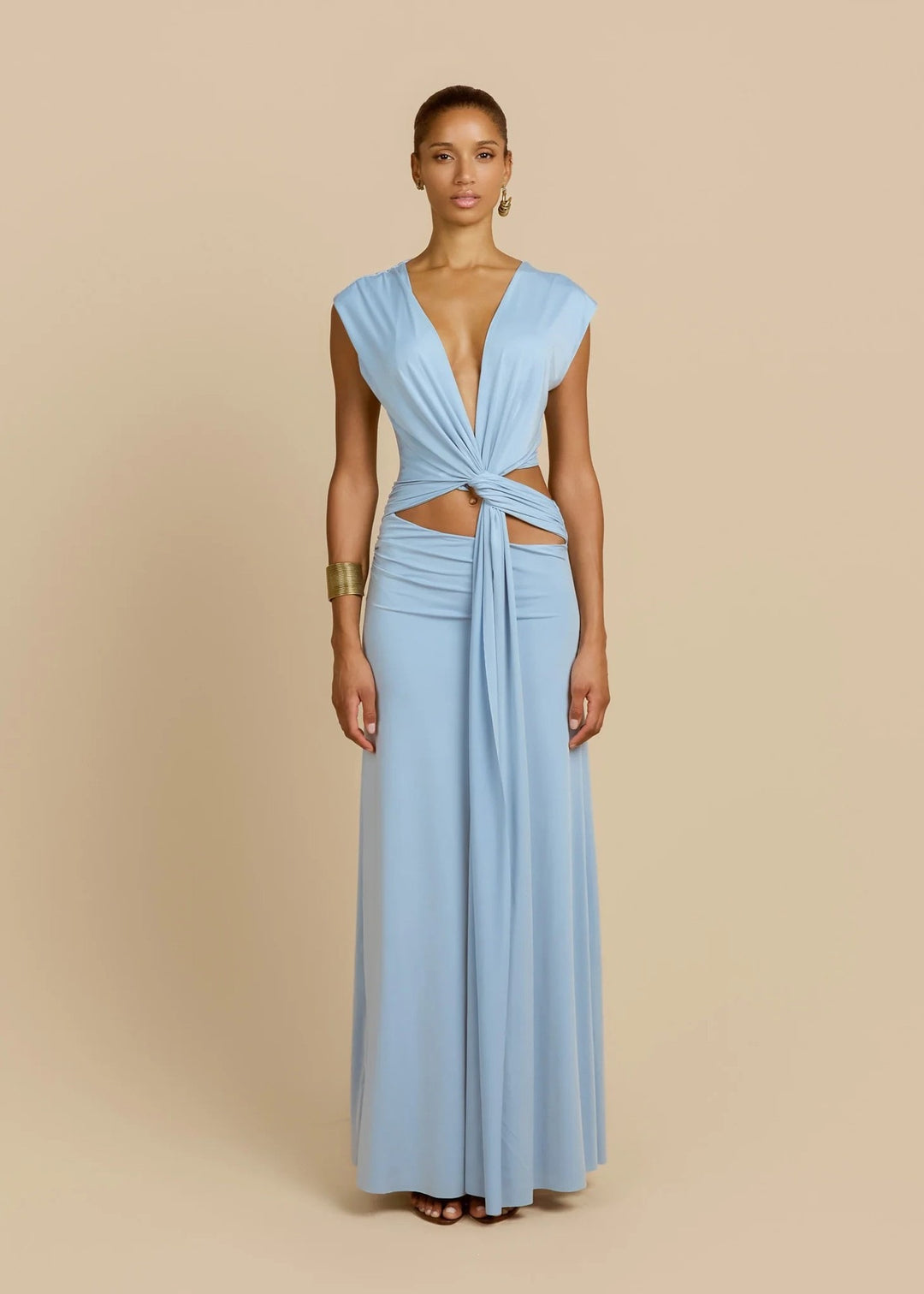 Damen Maxikleid mit raffiniertem Wickeldetail EB