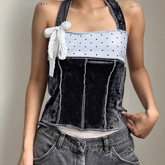 Damen trendiges Bustier-Top mit Spitzenakzenten und verspieltem Design EB