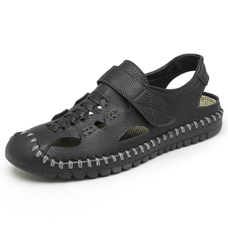 Herren Komfortable Leder-Sandalen mit rutschfester Sohle EB
