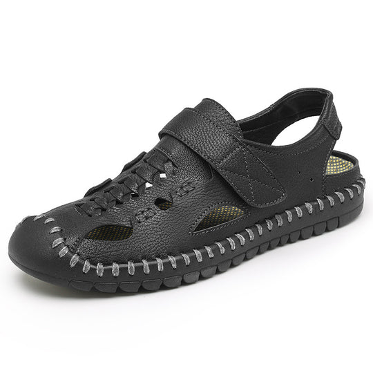 Herren Komfortable Leder-Sandalen mit rutschfester Sohle EB