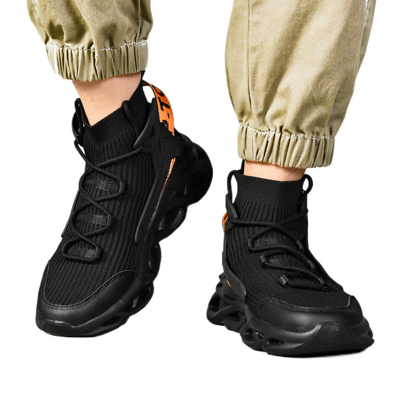Damen High-Top Sneakers mit atmungsaktiver Strickoberfläche und stoßdämpfender Sohle EB