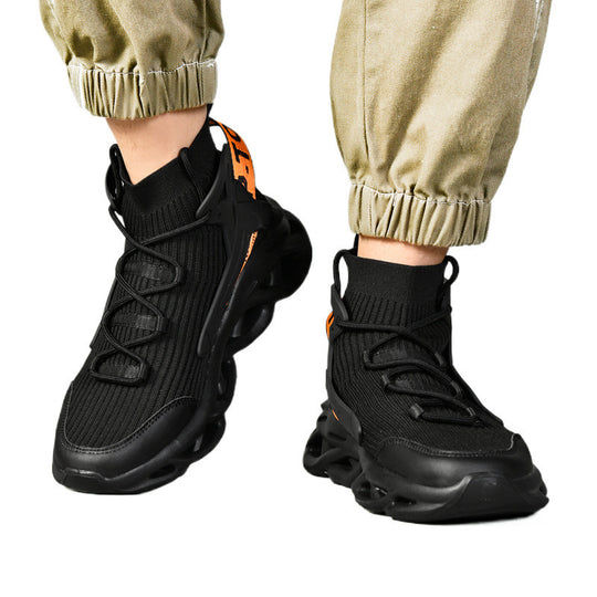 Damen High-Top Sneakers mit atmungsaktiver Strickoberfläche und stoßdämpfender Sohle EB