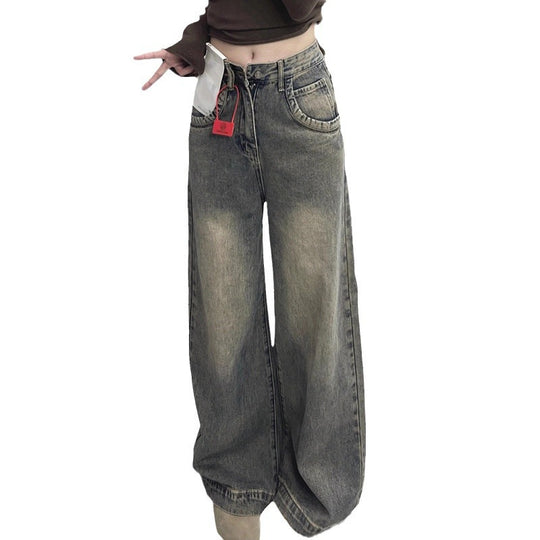 Damen weite High-Waist Jeans mit angenehmem Tragekomfort und modischem Vintage-Look EB