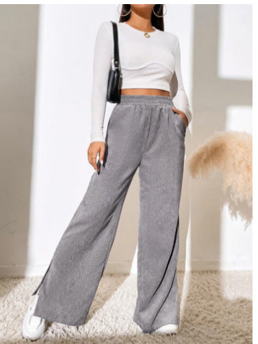 Damen Weite Plissierte Hose zur Freizeitgestaltung EB