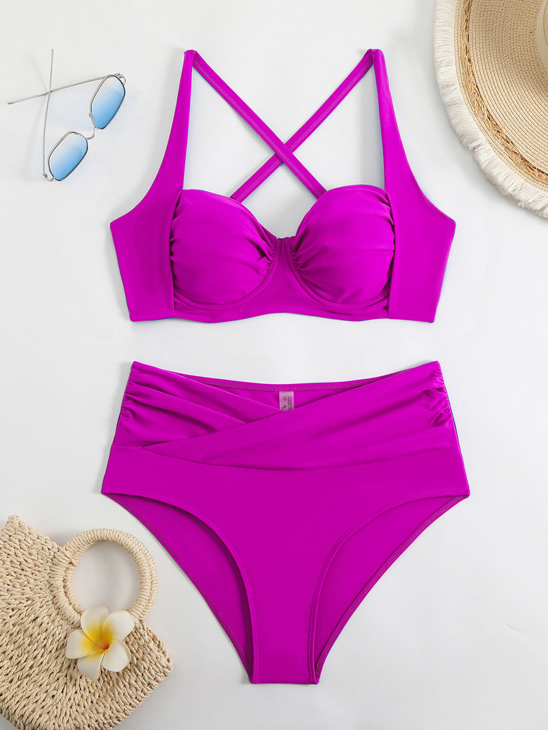 Damen Hochwertiger Bikini mit gerafftem Oberteil EB