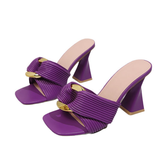 Damen glamouröse Mules mit dekorativem Riemen EB