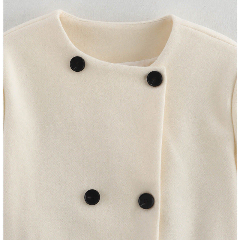 Damen elegante Winterjacke mit doppelter Knopf- und Taschenlösung EB
