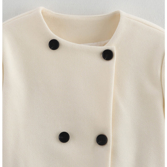 Damen elegante Winterjacke mit doppelter Knopf- und Taschenlösung EB