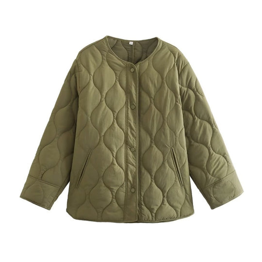 Damen nan gesteppte Übergangsjacke mit runder Halspartie, leichter Thermowattierung und verdeckten Druckknöpfen EB