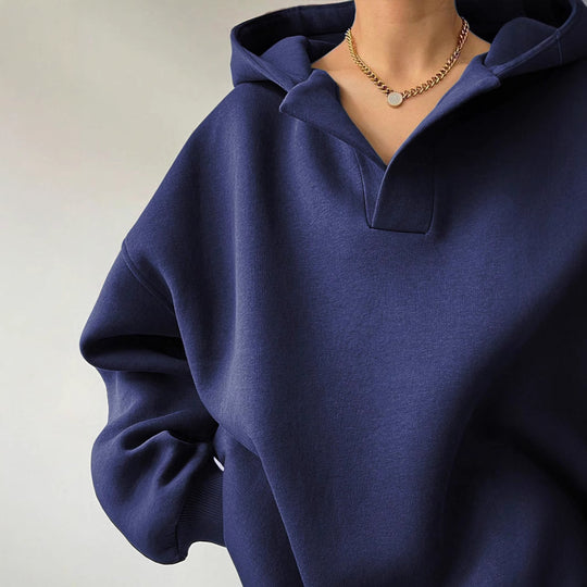 Damen Oversized Kapuzenpullover mit einzigartigem Kragen EB