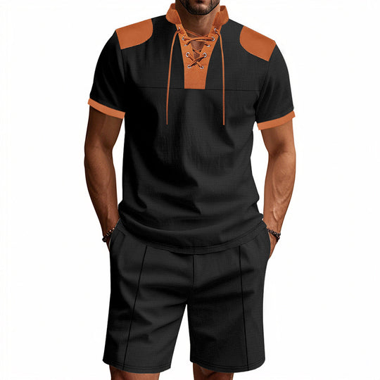 Herren lässiges Sport-Set mit dezenten Kontrastdetails und funktionalem Kragen EB